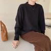 Hirsionsan Casual Solid Base Soft Pullovers Female Loose O Neck Long Sleeve Knitted Sweater Women Autumn Winter Trendy Elegant Jumper