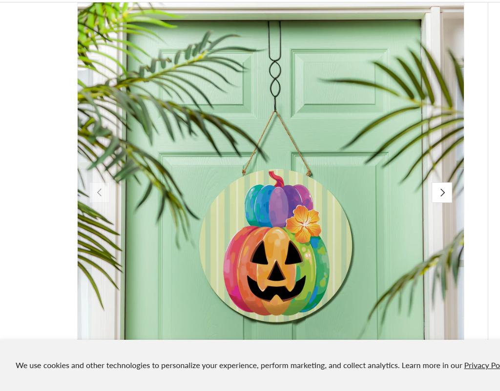 Wooden Door Sign Hanging Decoration 30cm Round Plaque with Pumpkin Print for Indoor Outdoor Home Entryway Wall Decor