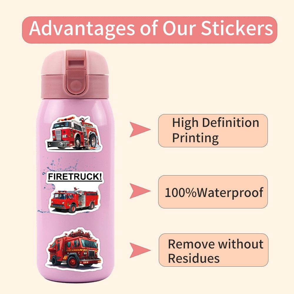 55 New Fire Truck Graffiti Stickers Decorative Suitcase Mobile Phone Skateboard Cartoon Stickers