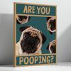 YQDEJ Pug Bathroom Sign, Are You Pooping? - Funny Dog Wall Art, 12x15 Inches Framed