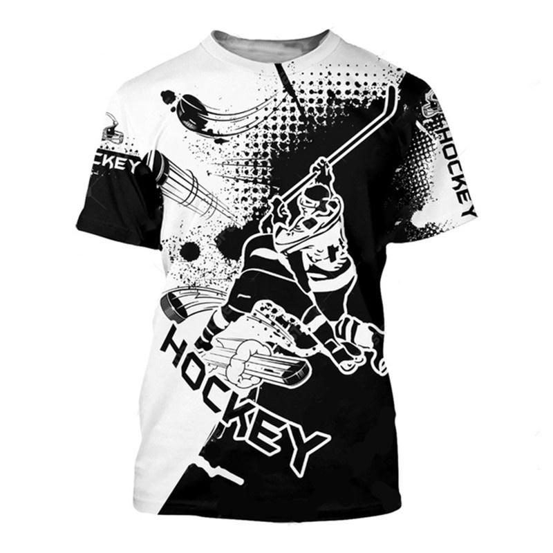 Camiseta Deportiva de Hockey con Estampado 3D Nueva de Verano Camisetas Gráficas para Hombres Amantes del Hockey y el Fitness Mangas Cortas Moda Camisetas
