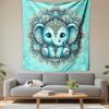 Mandala Baby Elephant Art Design Patterned Tapestry Decorative Wall Hanging, Home Bedroom Living Room Decor
