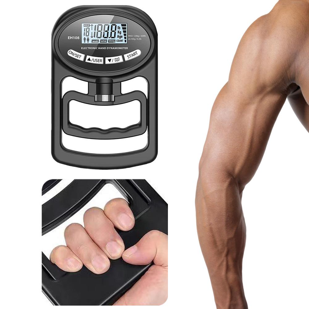 Grip Strength Tester 265Lbs/120Kg Digital Hand Dynamometer Ergonomic Grip Strength Meter LED Display for Home School Use