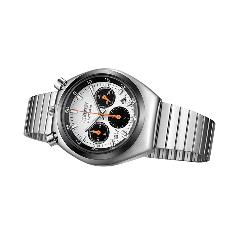 Citizen Classic Reissue Barrel-Shaped Dial Multifunction Chronograph Quartz Movement Stainless Steel Strap Men watches White AN3660-81A