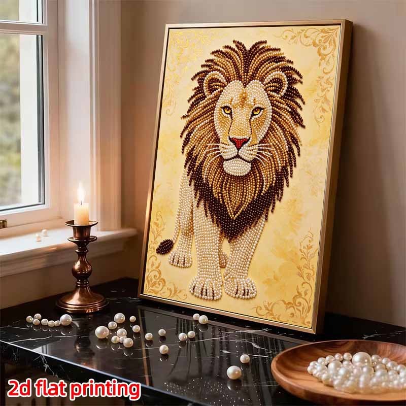 Majestic Lion Pearl Kit DIY 5D Rhinestone Art Craft for Adults Family Party Decoration Handmade Gift