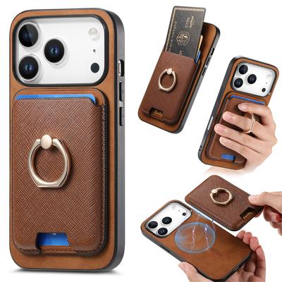2 In 1 Detachable Card Solt Leather Wallet Case For iPhone 17 Pro Max 16 Plus 15 14 13 12 11 17air 16E SE4 Magnetic Ring Holder