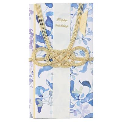 Maruai Wedding Gift Envelope, Western Style Floral Design, Flower Meaning: Le Bouquet, Blue Star, 1 Piece, Ki-BQ10B