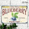 1PC Tin Sign Farm Fresh Blueberry - Kitchen/Garden Decor, Vintage Fruits Art, 8x12 Inches/20x30 Cm