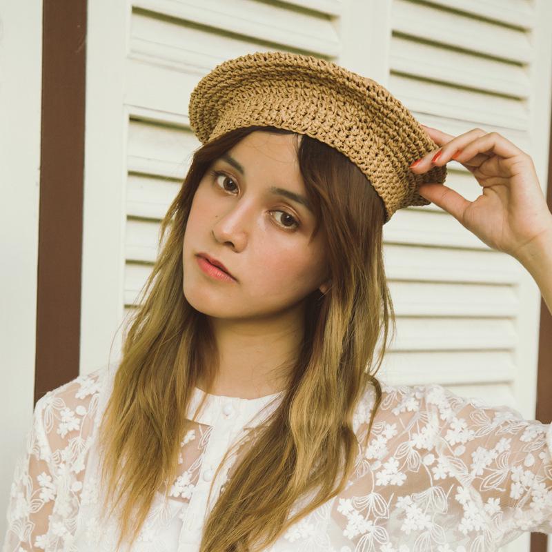 Handmade Retro Straw Beret: Breathable Korean-Style Summer Hat for Women