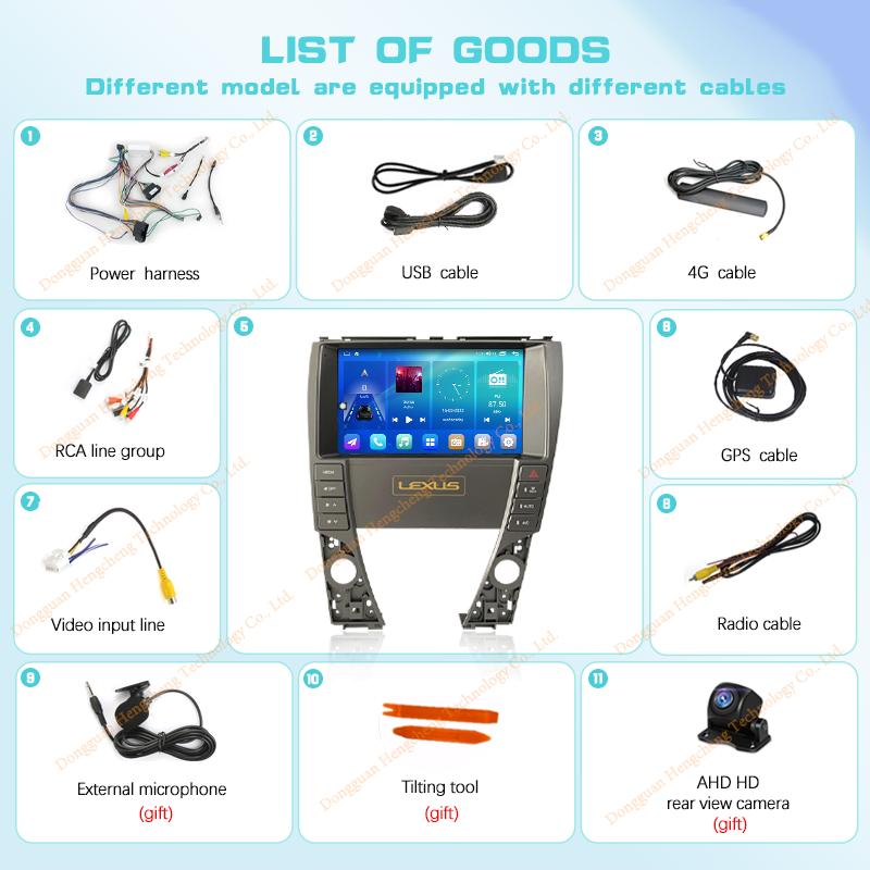 9.0Inch For Lexus ES240 ES350 2006-2012 Car Multimedia Player GPS Navigation Radio Android12 8+128G 8Core CarPlay 4G 360Camera