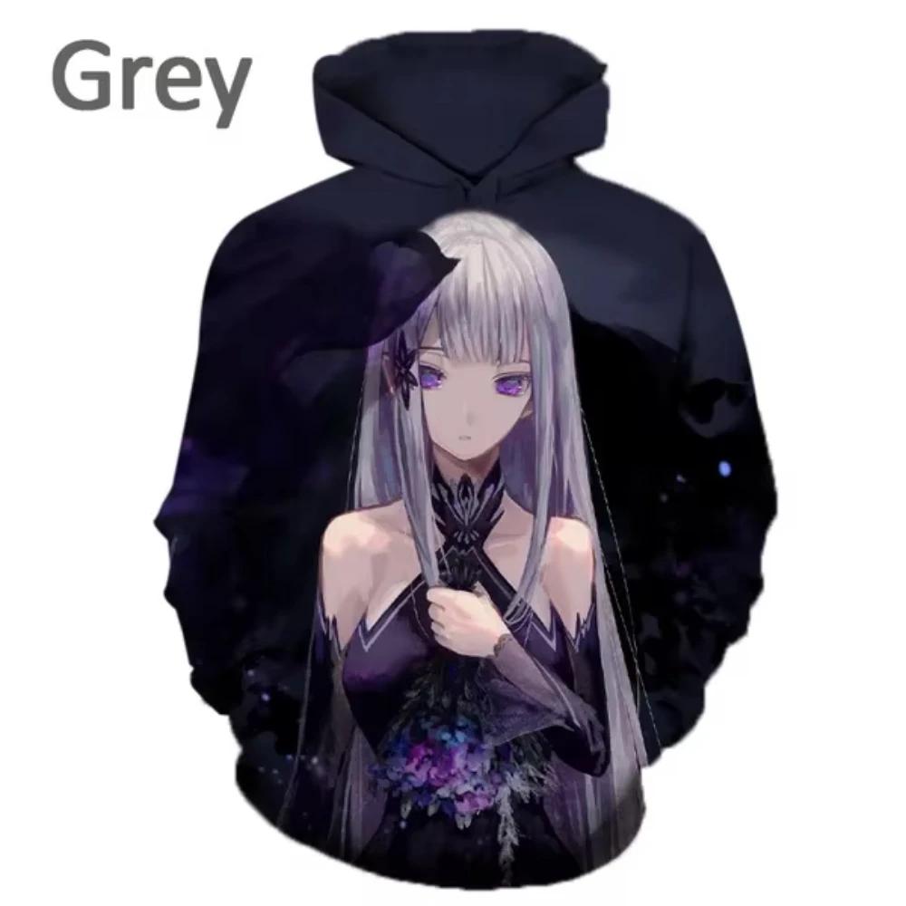 Anime Re:Zero 3D Printed Men's Hoodie Casual Harajuku Long Sleeves Oversized Outdoor Pullover Sweatshirt Kids Unisex Clothing