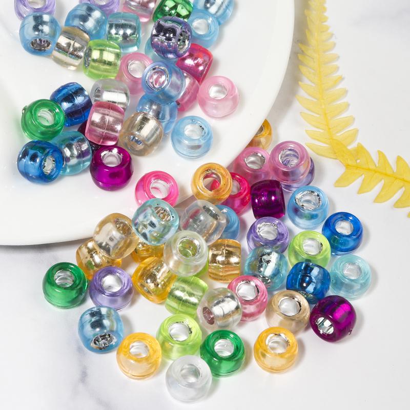 100pcs 6x9mm Acrylic Bucket Beads Colorful Large Hole Loose Spacer Beads For Jewellery Making DIY Bracelets Necklace Accessories
