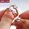 Luxuriöse Glücksklee-Ringsets für Damen Süßes Herz Hochzeit Zirkonia Roségold Farbe 3 STück Modeschmuck R673