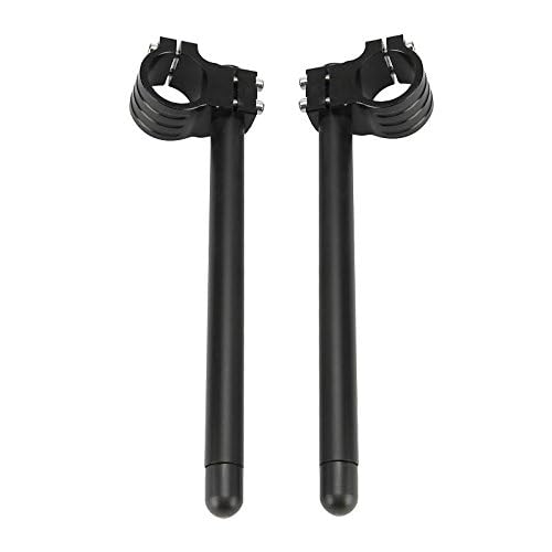 HANSWD Fork Clip-On Handlebars with CNC Risers for 1969-1982 Honda, Suzuki, and Yamaha (33mm Regular Handlebars)