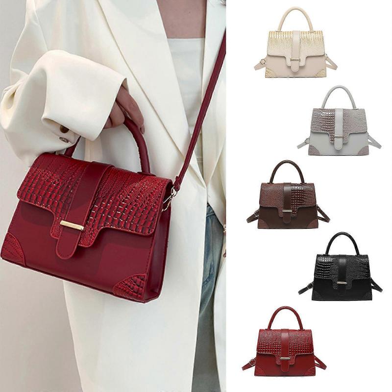 PU Leather Crossbody Bag For Ladies Functional Designs Shoulder Bag Casual Top Handle Purse Office Satchel Purses  Red