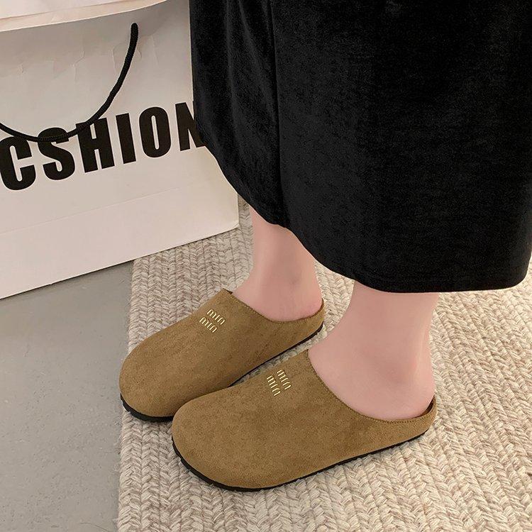 [Ushilai] French retro baotou one-pedal women's spring 2025 new outer wear casual versatile slippers