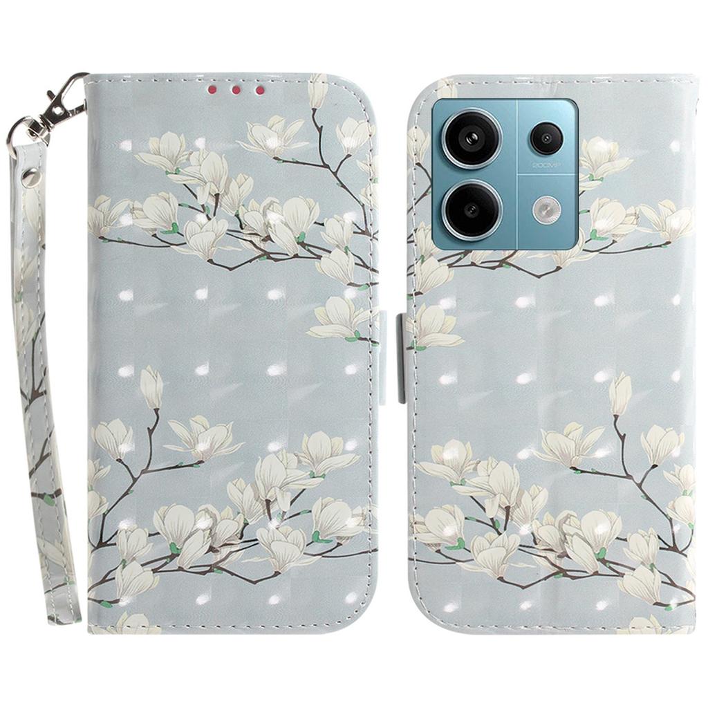For Xiaomi Redmi Note 13 Pro 5G/Poco X6 5G Wallet Case 3D Pattern Print Leather Cover with Strap