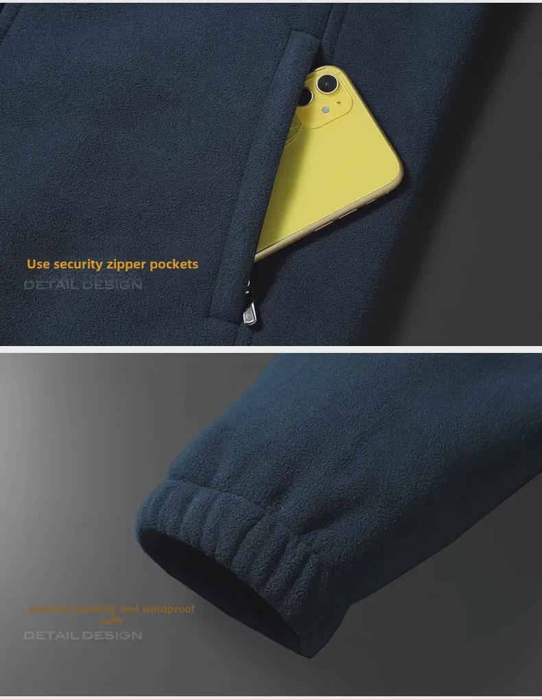 Men's Thickened Polar Fleece Stand Collar Cardigan Jacket