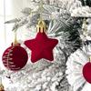 35PCS Flocked Xmas Tree Decor Set Velvet Bows Christmas Ball  Home Holiday Decor