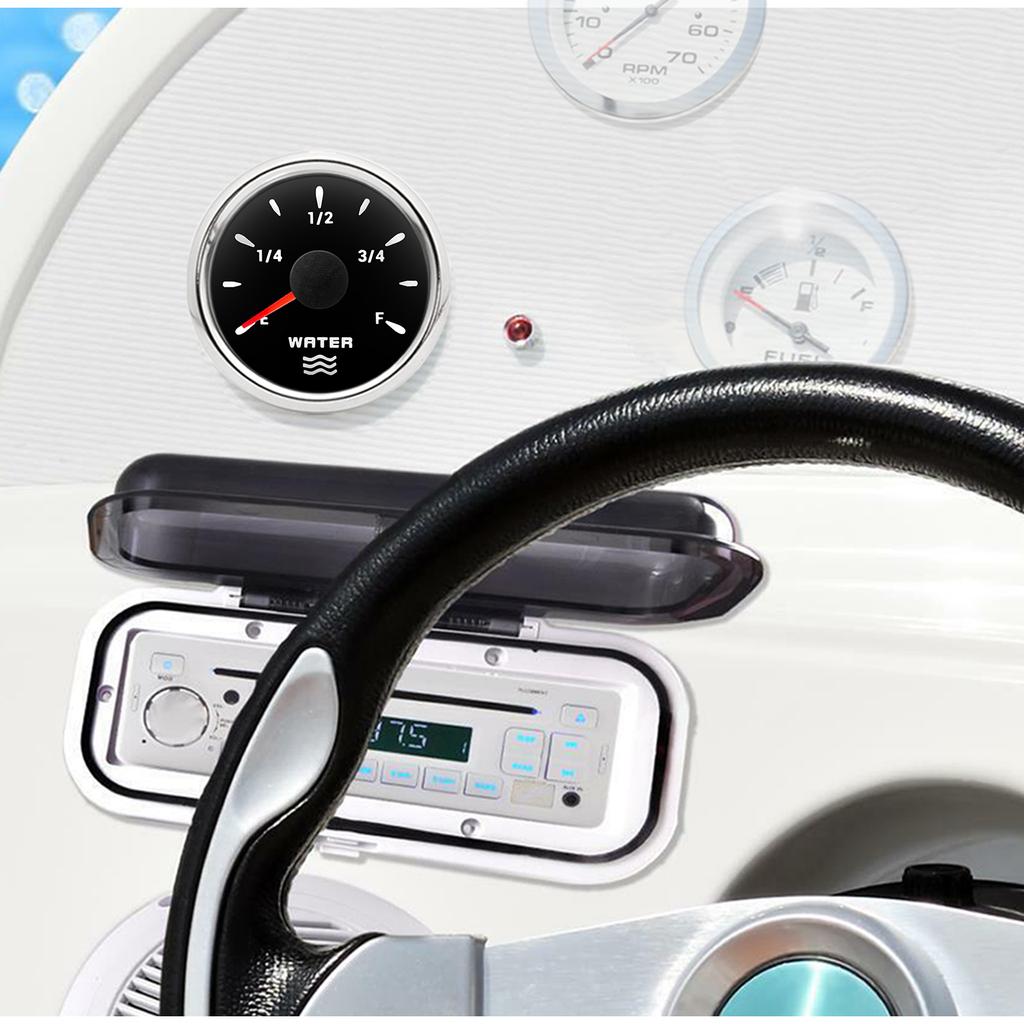IP67 Waterproof Marine Meter 52mm Water Level Gauge Fit for 12-24v Boat Car Motor 7 Colors LCD Digital Display without Sensor
