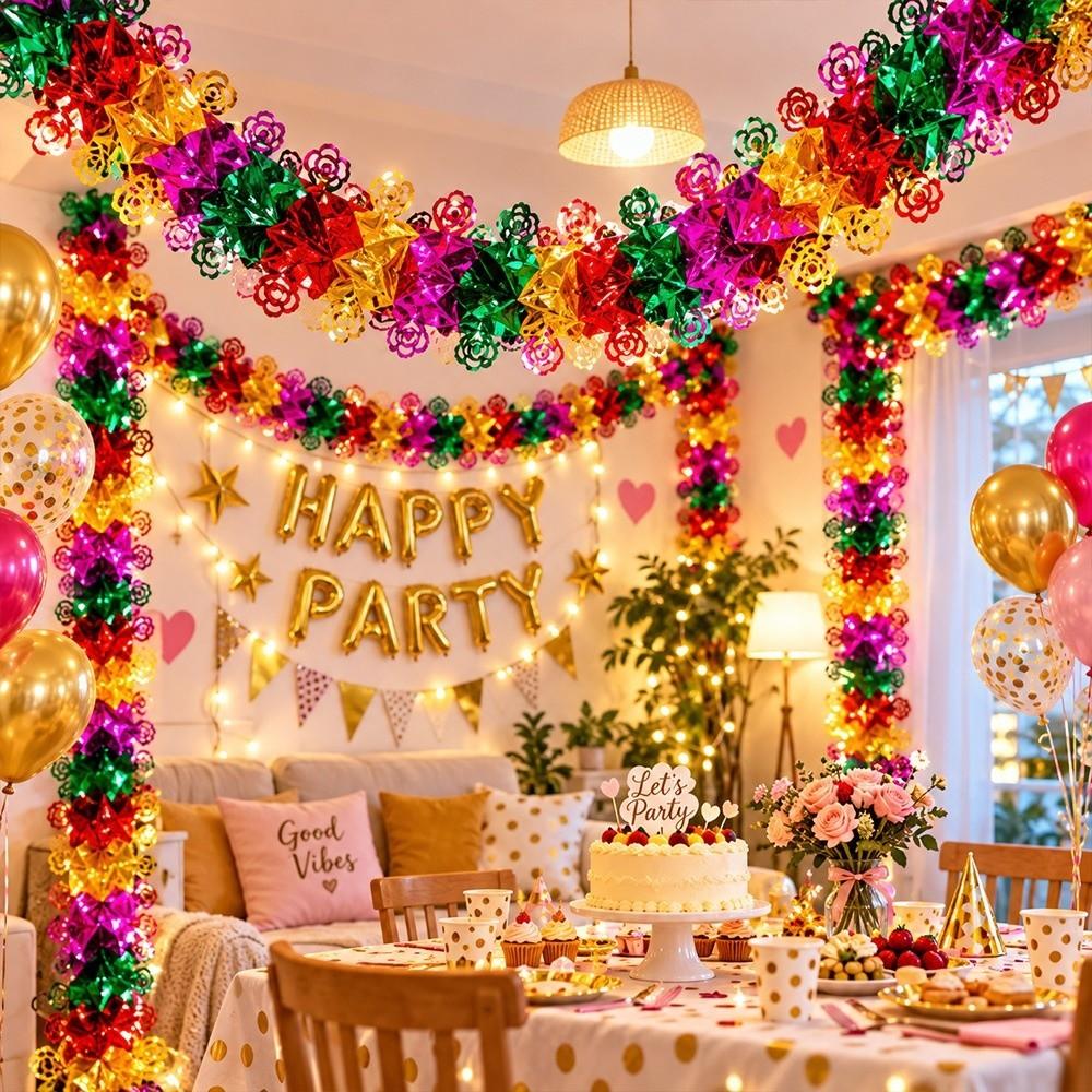 Bunte Folien-Girlande 3D-Design Weihnachts-Girlande Festliche Folien-Dekorationen Hängende Ornamente