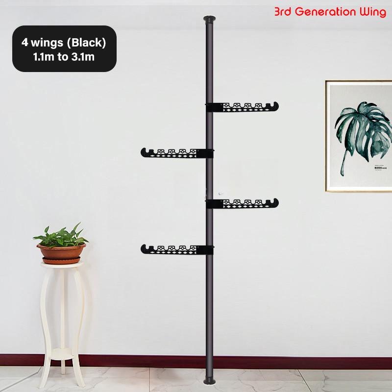 Adjustable Clothes Drying Hanger Rack with Floor To Ceiling Tension Pole High Capacity Laundry Pole Hanger