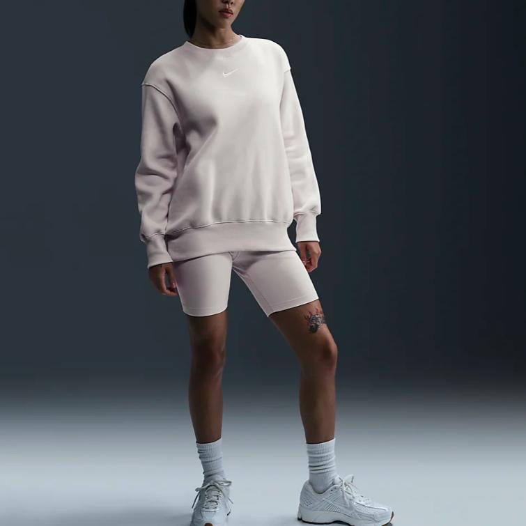 Nike Sportswear Phoenix Casual Comfortable Loose Fit Long Sleeve Sweatshirt Women tops Light-Raw-Umber Sail DQ5734-104