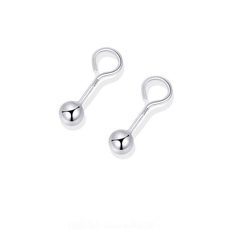 

Earring for Women - Simple and Versatile, Stylish Yet Niche, Curved Hook-shaped Bean-shaped Earrings for The Earlobe, Small Round Pearl Earrings. 4mm