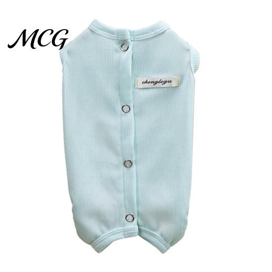 Breathable Dog Outfit Pajamas, Sleeveless T-Shirt, Snap Closure, Pet Four-Legged Shirt Clothes for Small Dogs, Summer Puppy Apparel Sleepwear M зелёный