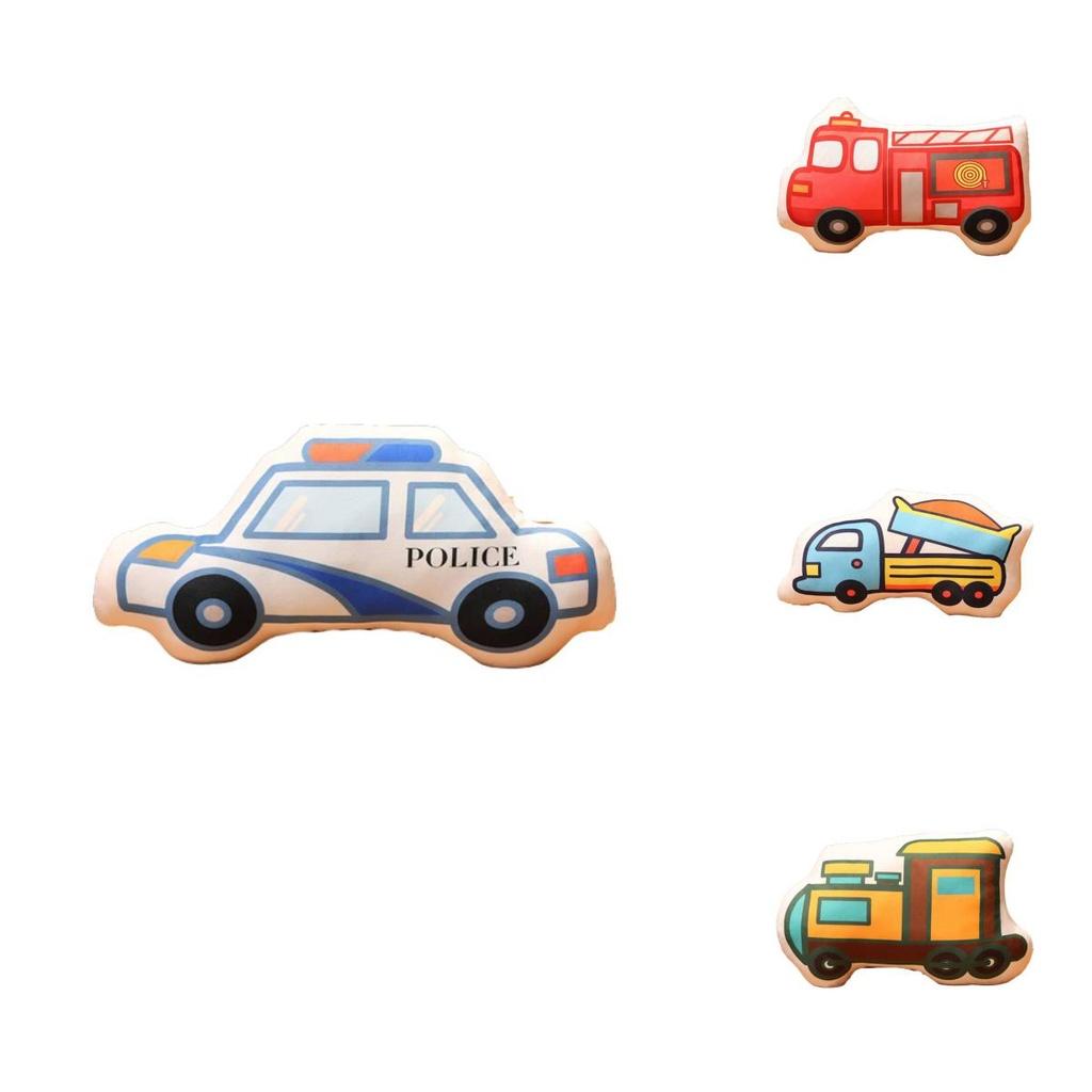 Roztomilý kreslený polštářek ve tvaru auta plyšová hračka pro děti Včetně hasičských aut a policejních aut