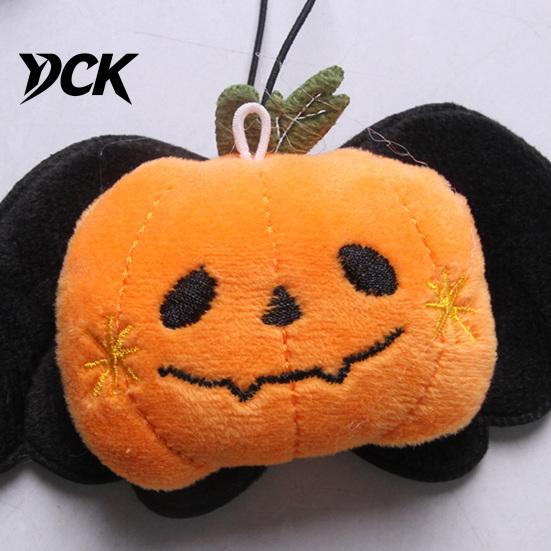 Holiday Atmosphere Pet Decor Halloween Collar Charm, Plush Ghost Pumpkin Pendant, Soft Stuffed Durable Play Toy Hanging Ornament for Cats, Small