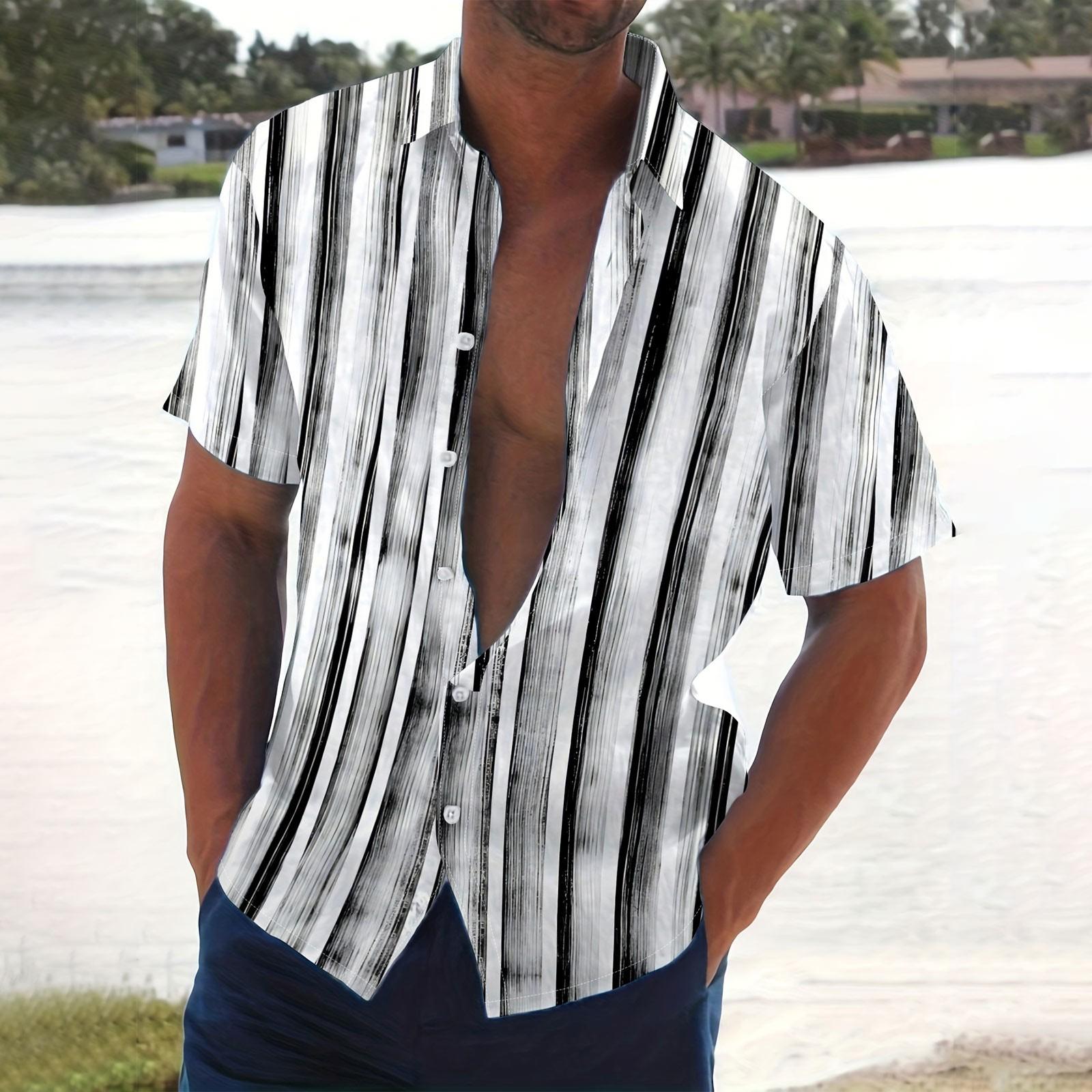 Мужская летняя новая свободная рубашка с коротким рукавом с принтом — фото 7