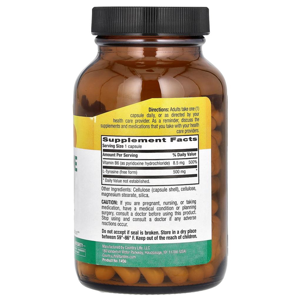 L-Tyrosin Kapseln, 500 mg, 100 Veggie-Kapseln