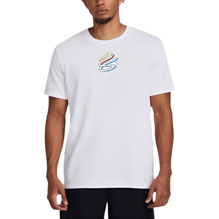 Under Armour Vintage Logo Ribbed Crew Neck T-Shirt Men Tops White 1383867-100