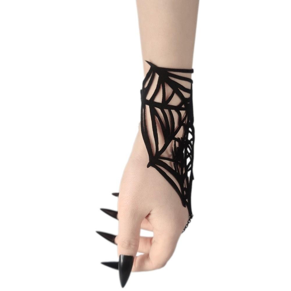 Double-sided Spider Web Bracelet Velvet Adjustable Hand Chain Gothic Bracelet Music Festival
