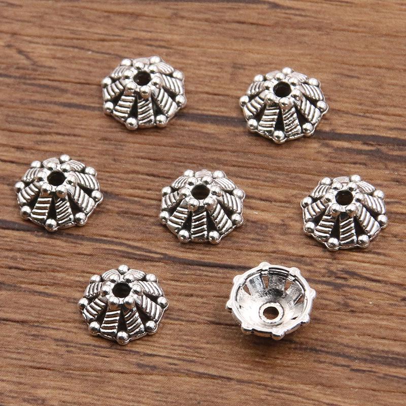 Antique Silver Flower Spacer Beads: Multi-Style, Hollow Design for DIY Bracelets & Necklaces