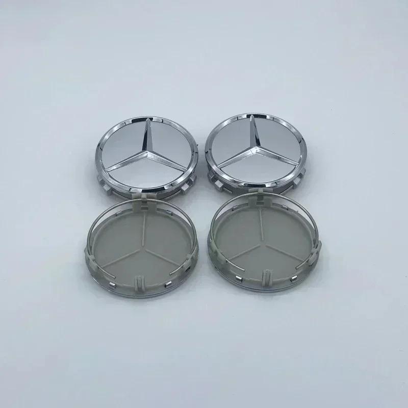 CSF1   4Pcs 75MM/60MM Car Tire Wheel Center Hub Cap Covers For Mercedes Benz Badge Emblem Rim Cover Auto Style Decorate Accessories
