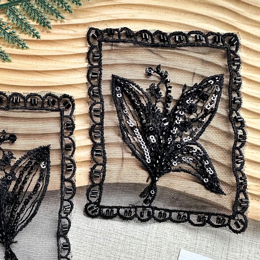 Mesh Sequined Embroidery Pocket Cloth Sticker Handmade Beads Maple Leaf Flower Decoration Shirt Luggage Top Accessories