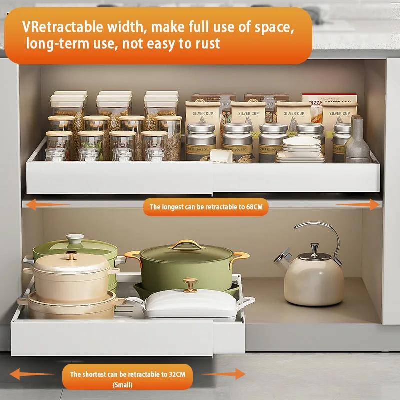 Spice Box Storage Rack Scalable Pull-out Kitchen Storage Rack Multi-Functional Retractable Drawer Basket Cabinets Organizer