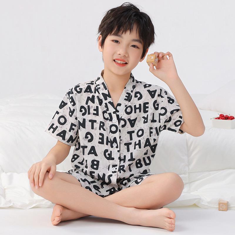 Kids' Thin Cotton Silk Summer Pajamas Set for Boys & Girls - Home Wear for Middle & Older Children