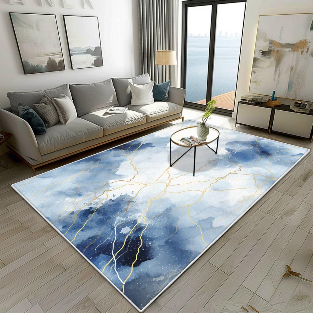 Modern Marble Style Living Room Carpet Luxury Decoration Bedroom Bedside Fluffy Soft Rug Easy Clean Sofa Tables Non-slip Mat