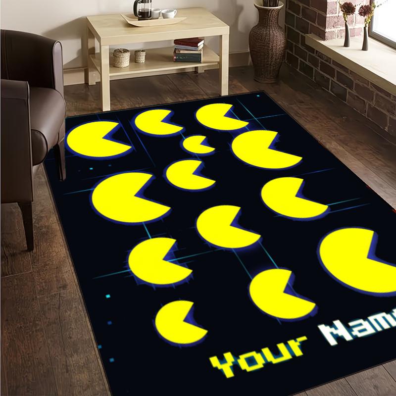 Custom Name Pac Game Rug - Decorative Non-slip Carpet With YourName For Bedroom Or Office Perfect Gift For Family And Friends