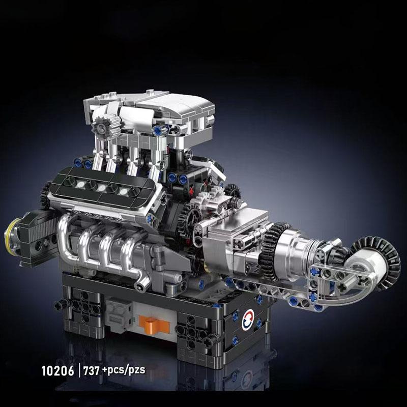 Mould King 10088 535pcs Technical Electrically Driven V8 Engine Building Block Model Kit For Adults Creative Assembly Brick Toys