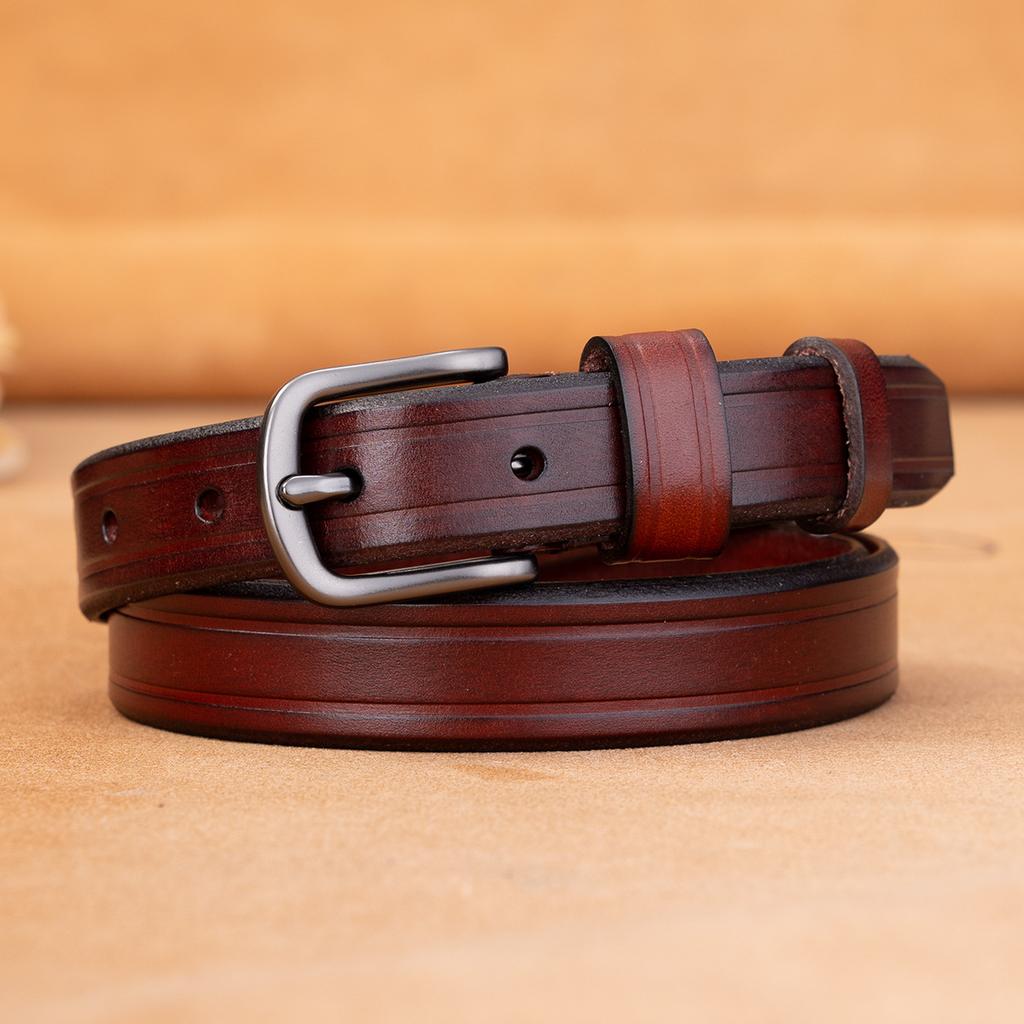 Retro Belt First Layer Cowhide Genuine Leather Versatile Tree Paste Leather Pin Buckle Belt Middle-Aged And Young Men'S Belt
