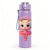 1PC Cute Doll Girl Character Pattern 750ml Color Plastic Sports Water Bottle Leakproof Flip Straw Lid Suitable for Sports Office Home Use
