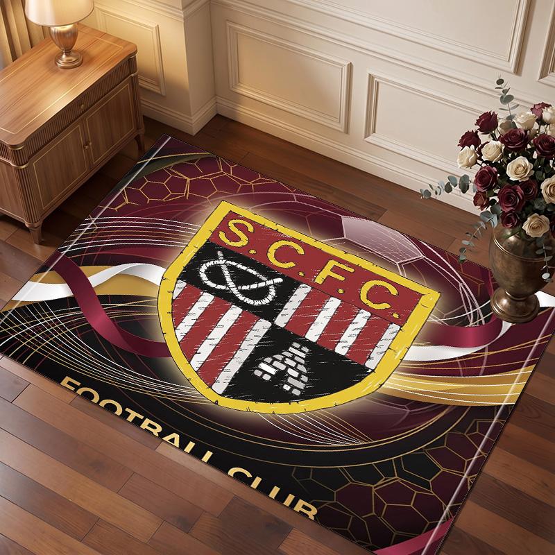 Southampton Football Print Crystal Velvet Rug, Comfortable Water Absorbent Non Slip Indoor Floor Carpet