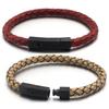 1pc/bag 19/21cm Stainless Steel Connector Genuine Leather Rope Simple Design Bracelet Birthday Party  Man Women Jewelry Gift