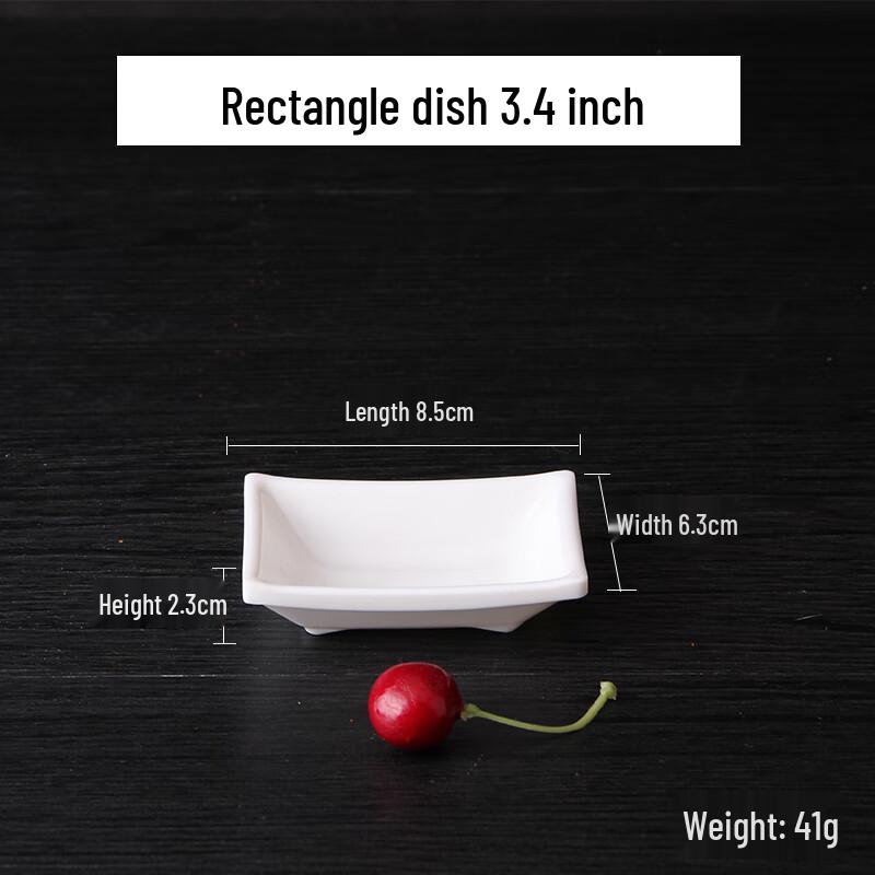 Qianxing A8 White Melamine Rectangular Condiment Dishes, 20-Pack