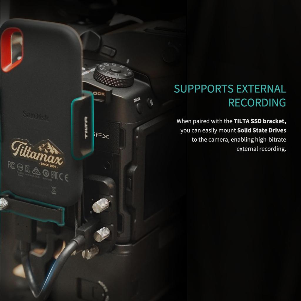 TILTA Fujifilm GFX100 II compatível com gaiola de câmera completa com suporte de haste dupla de 15 mm e braçadeira de cabo HDMI/USB-C TA-T62-FCC-B
