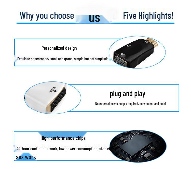 HDMI to VGA High-Definition Video Converter with Audio Adapter 1080P